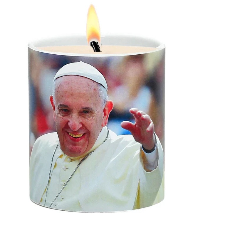 SUBLIMART: Prayer Candle – Porcelain Soy Wax Candle Pope Francis