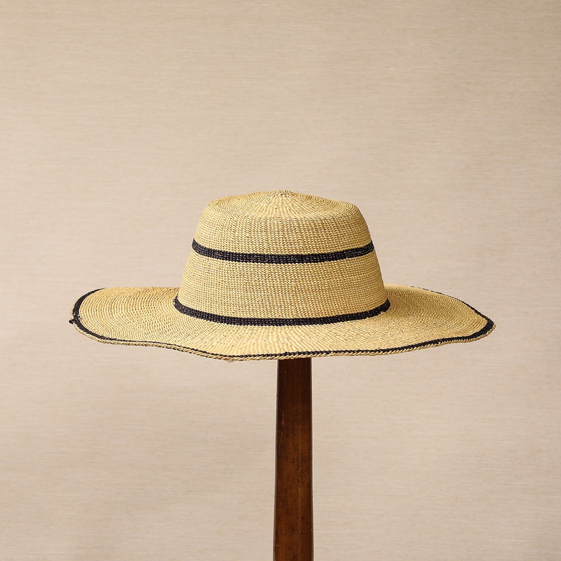 Handwoven panama hat with indigo bands