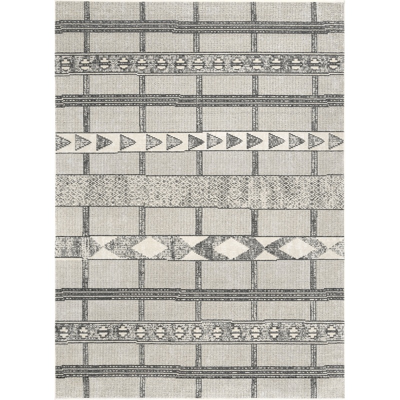 Tribal Cross Striped Rug | Grey