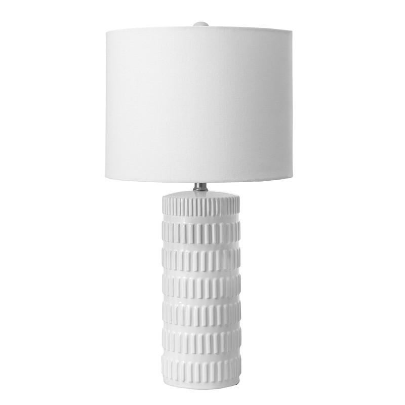 25-inch Tangela Ridged Ceramic Table Lamp | White