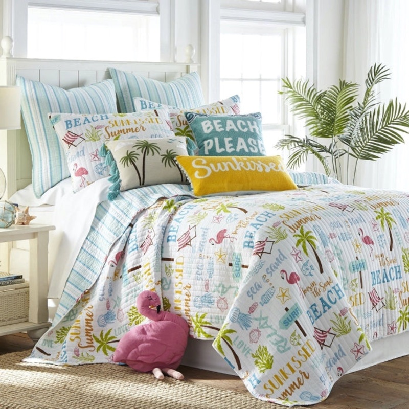 Beach Days Reversible Coastal Quilt Set – Coastal Themed Quilt Set
