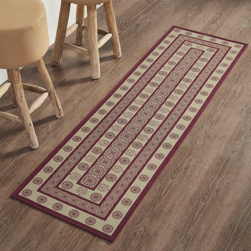 Custom House Burgundy Tan Jacquard Indoor/Outdoor Rug/Runner Rect 22×78