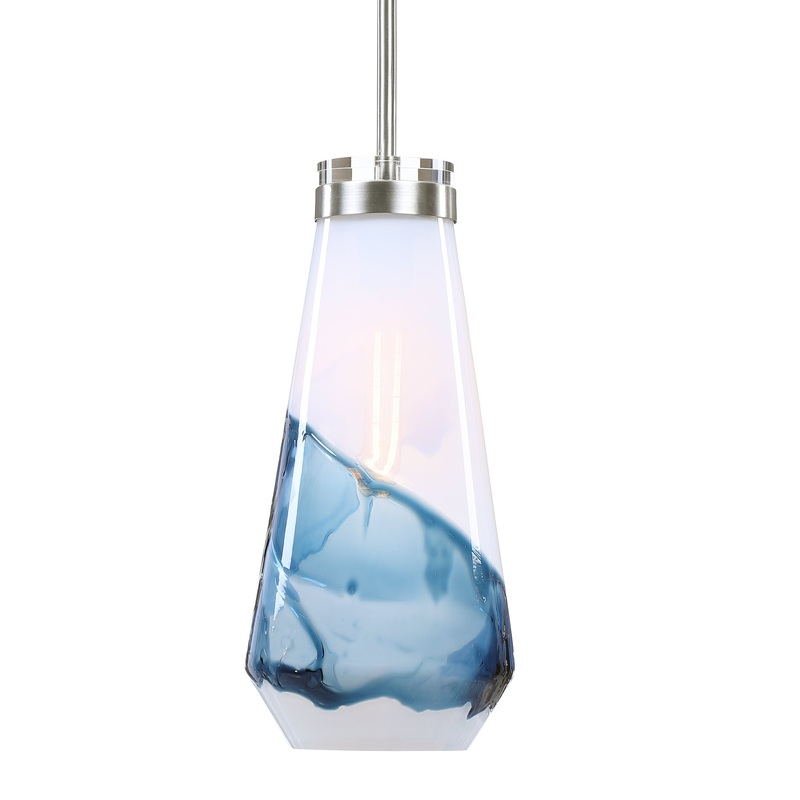 Windswept Blue & White, 1 Lt  Mini Pendant