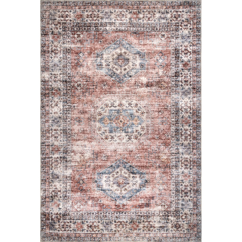 Zia Persian Spill Proof Washable Rug | Brick