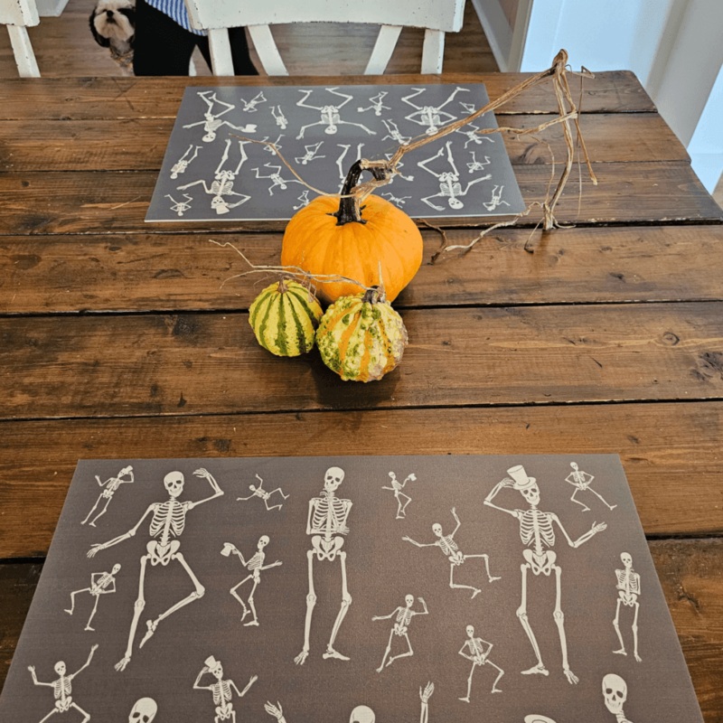 Dancing Bones Placemat | Charcoal – Premium Vinyl Mat