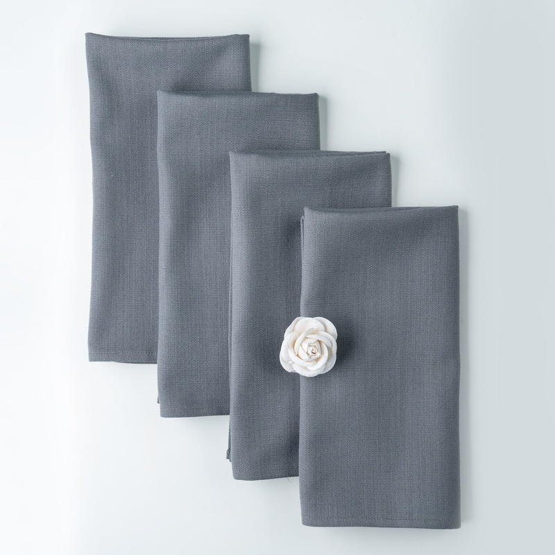 Charcoal Grey Faux Linen Napkins, Plain, 20 x 20 inch, 4 pcs