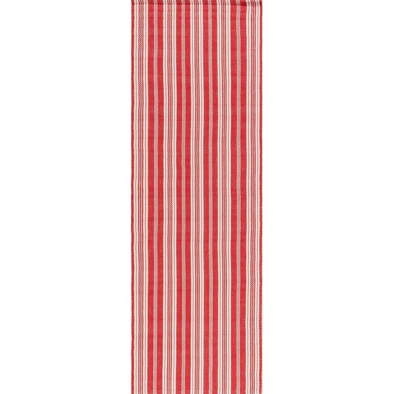 Ticking Stripe Handwoven Indoor/Outdoor Rug | Red