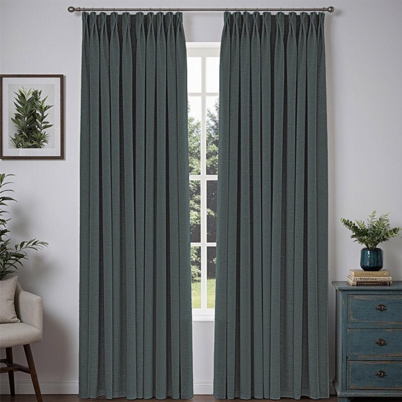 “Bold” Custom Heavyweight Linen Drape Pleated – Slate Gray