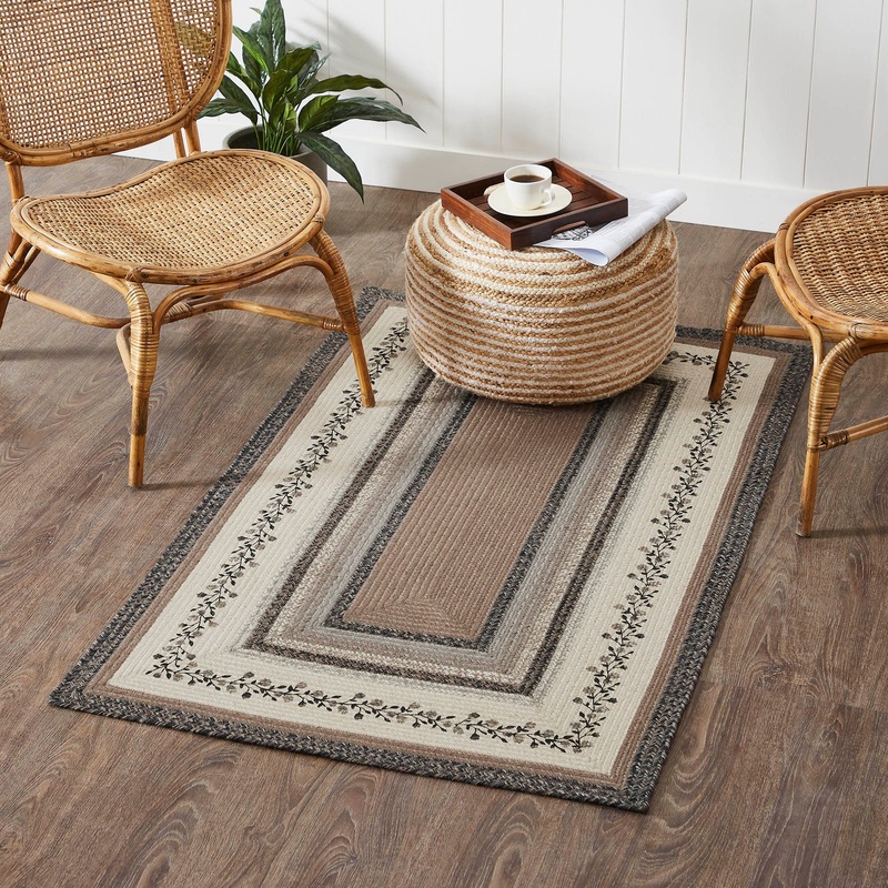 Floral Vine Jute Rug Rect w/ Pad 36×60