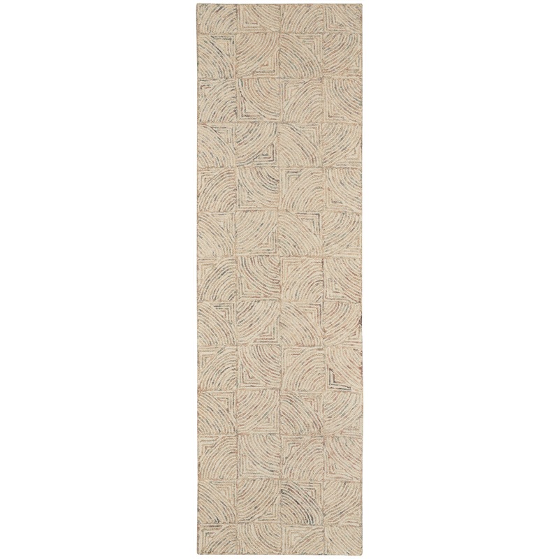 Nourison Interlock 2’3″ x 7’6″ Ivory/Multi Modern Indoor Rug