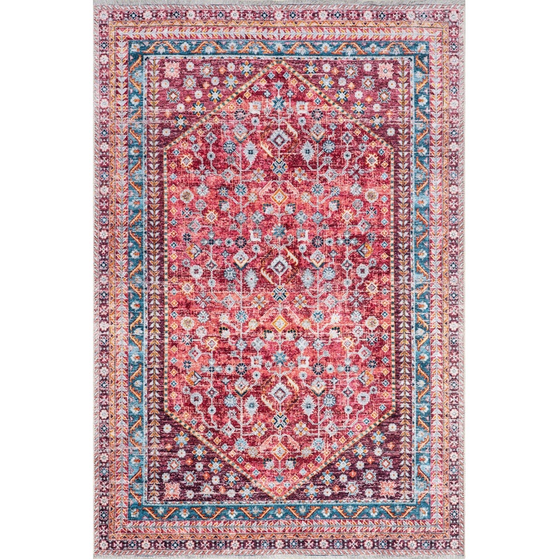 Sunsari Geometric Washable Rug | Pink