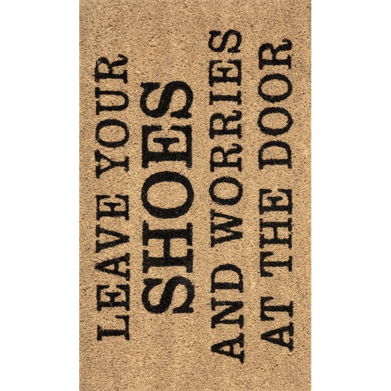 Leave Shoes and Worries Coir Doormat | Natural