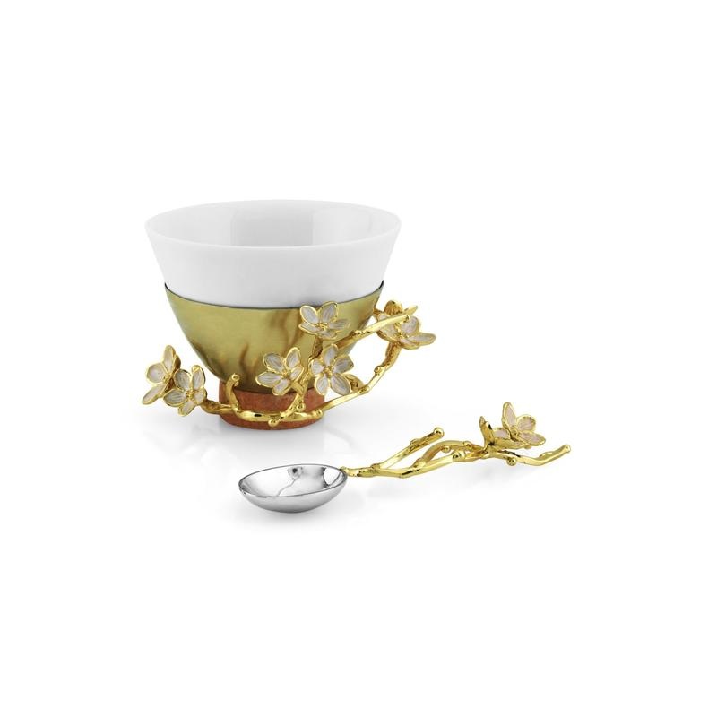 Michael Aram Cherry Blossom Porcelain Small Serving Bowl w/ Spoon