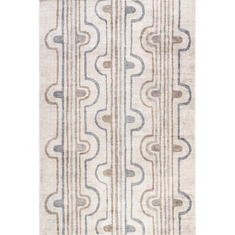 Nyra Groovy Washable Rug | Taupe