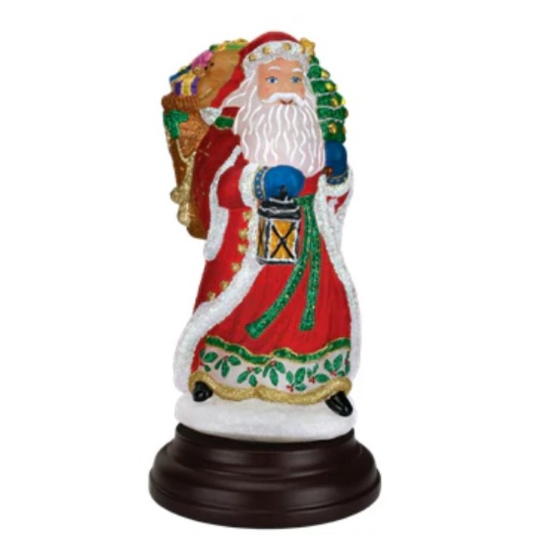 Old World Christmas Blown Glass Tabletop Lamp, Radiant Santa Light, 12.5″