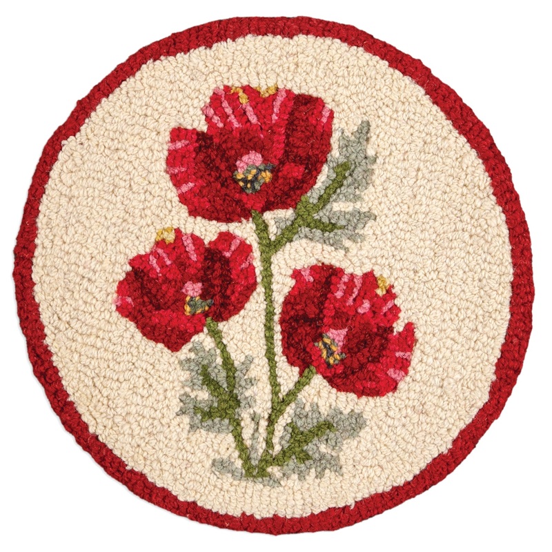 Poppy Profusion – 14″ Round Chair Pad