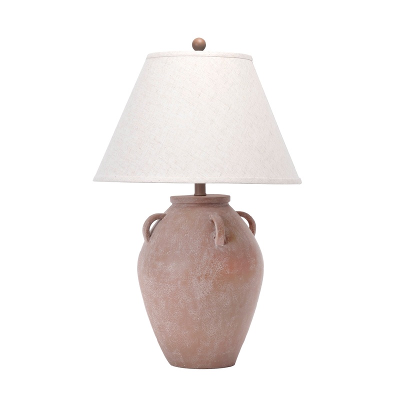 29-inch Vintage Resin Amphora Table Lamp | Beige