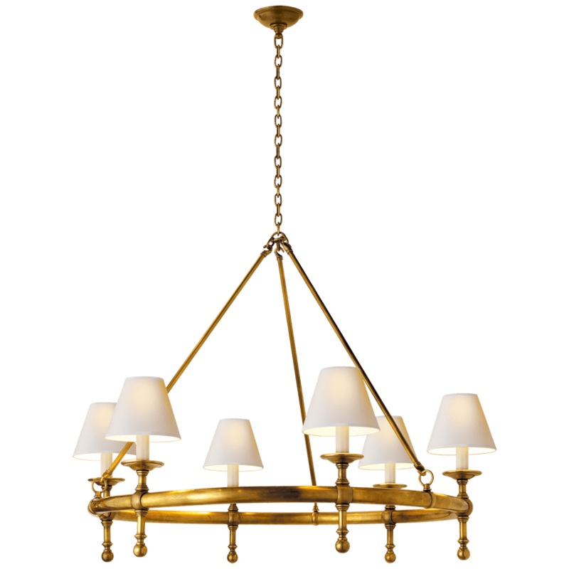 Classic Ring Chandelier w/ Linen Shades