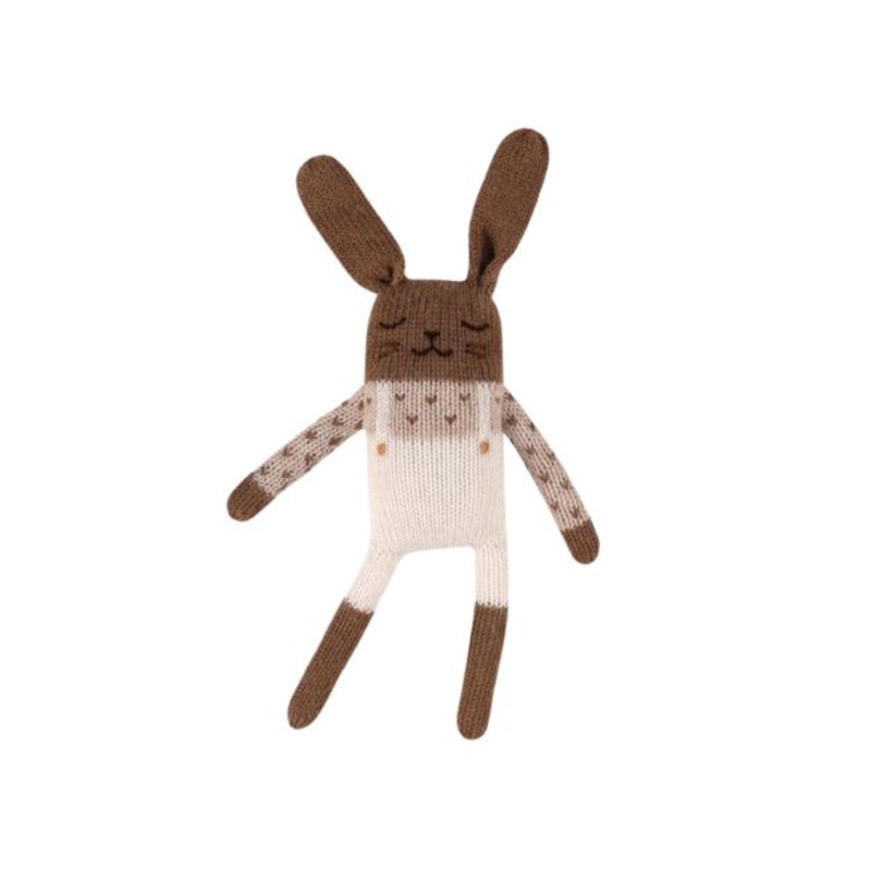 Bunny Knit Toy Ecru  Overalls