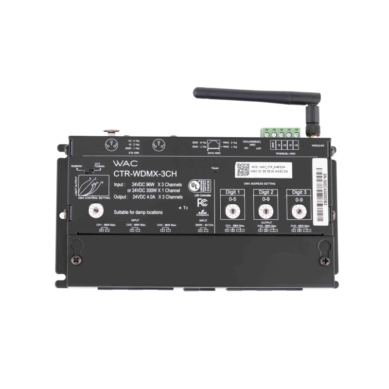 WAC CTR-WDMX-3CH Wireless DMX LED Controller InvisiLED