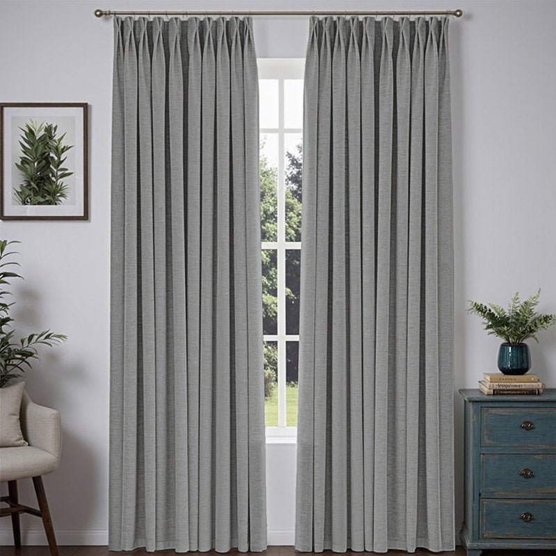 “Bold” Custom Heavyweight Linen Drape Pleated – Light Gray