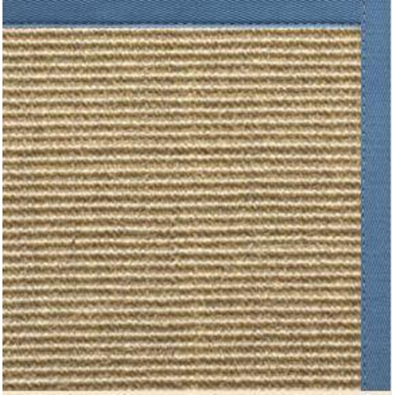 Bone Sisal Rug with Slate Blue Cotton Border