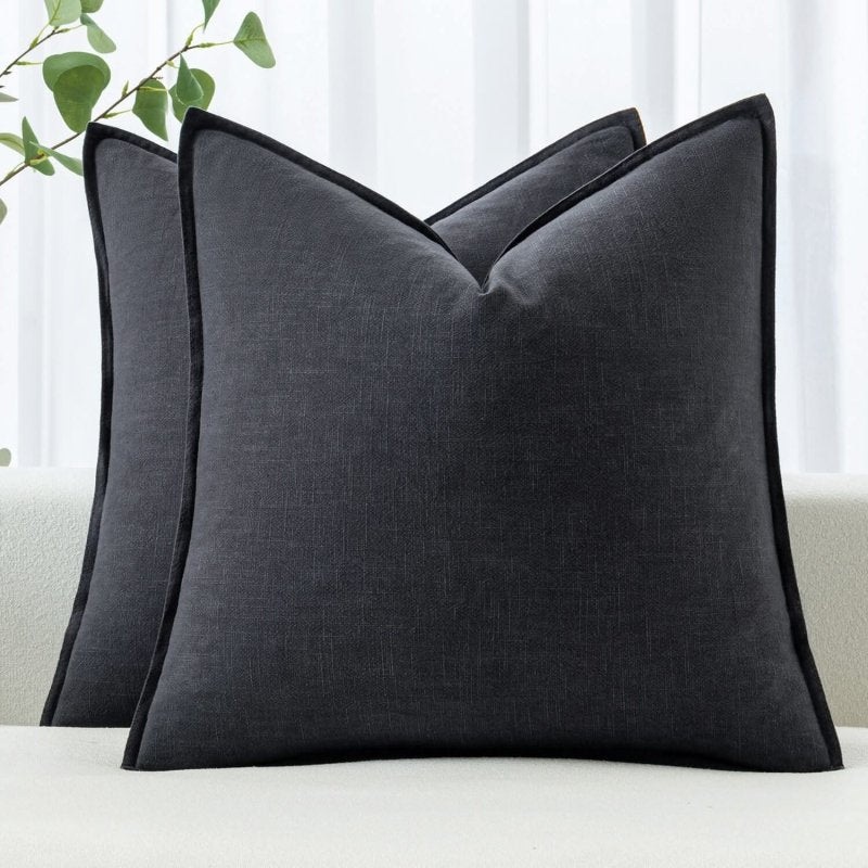 MIULEE Linen Pillow Covers 18×18 Inch Dark Gray Decorative Throw Pillow Covers Pack of 2 Soft Accent Farmhouse Couch Pillowcases Modern Home Decors for Sofa Cushion Living Room Bed