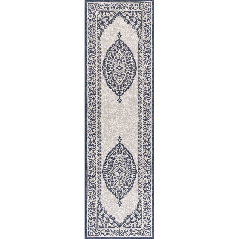 Iris Medallion Indoor/Outdoor Rug | Navy