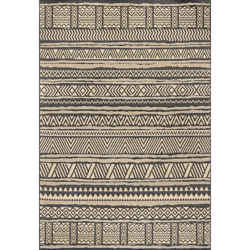 Striped Banded Indoor/Outdoor Rug | Charcoal