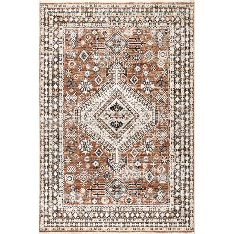 Virgina Medallion Fringe Rug | Rust