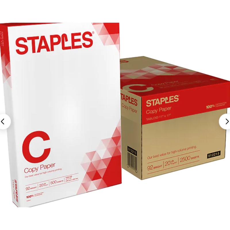 CASE of Staples Copy Paper, 11″ x 17″ *WAREHOUSE ITEM*