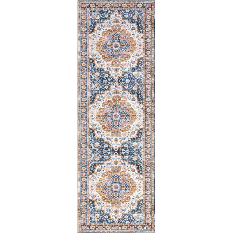 Dita Spill Proof Washable Rug | Blue Multicolor
