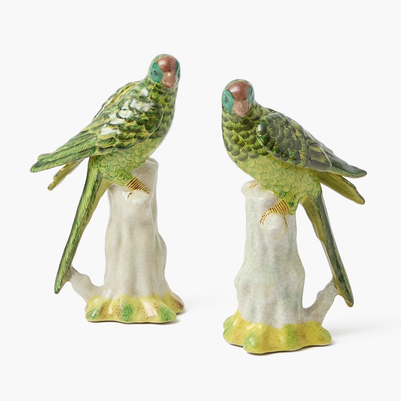 Green Porcelain Parrot (Pair)
