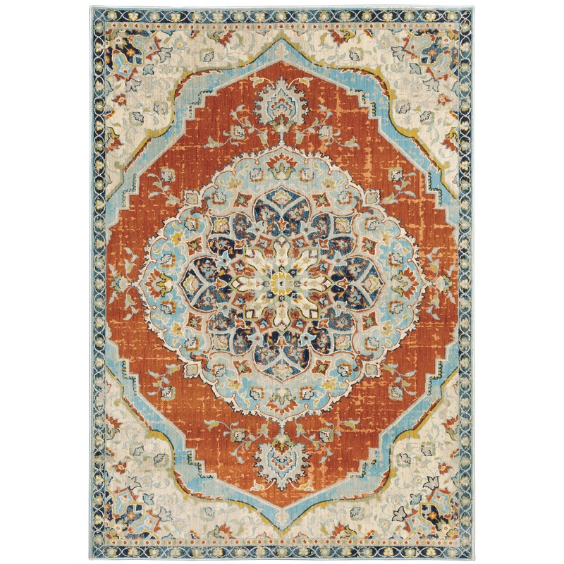 Xanadu Orange Blue Vintage Oriental Indoor Rug