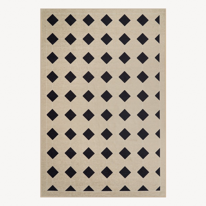 Easy Clean Washable Rug Bold Geometric Diamond Design Durable Spillproof Pet-Friendly Non-Slip Pad Living Room Area Rug