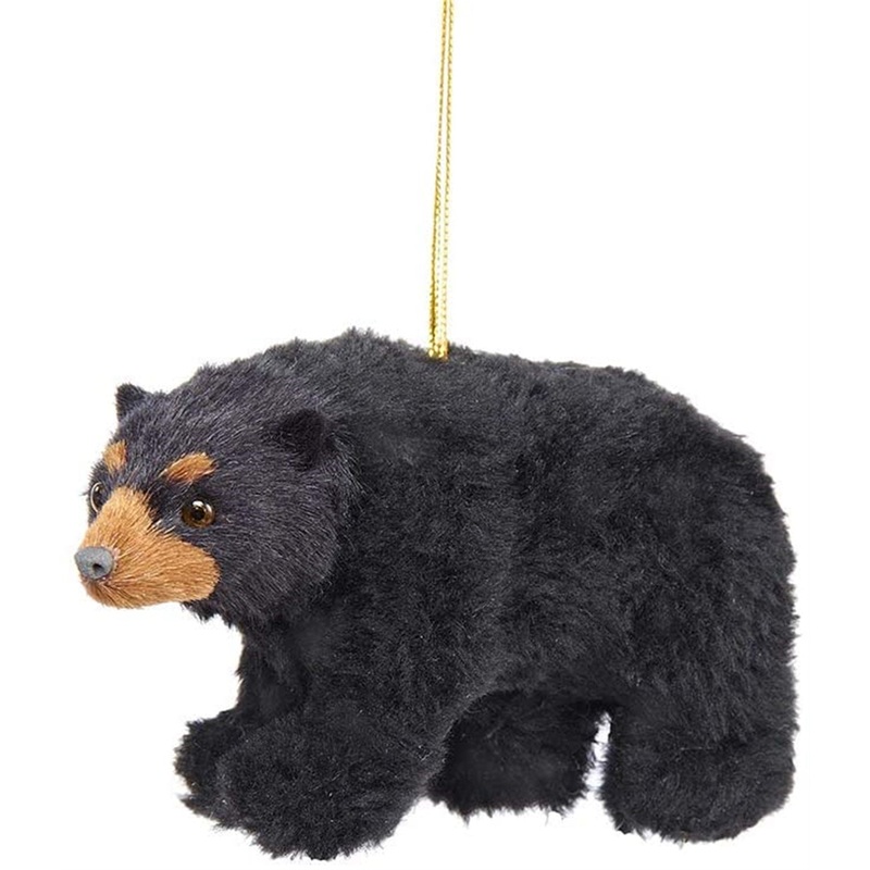 Kurt Adler Plush Black Bear Ornament, 4.5″
