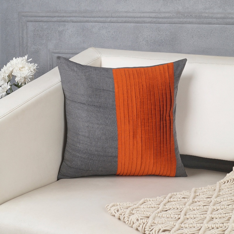 Lustra Pillow Cover – Charcoal Grey and Rust