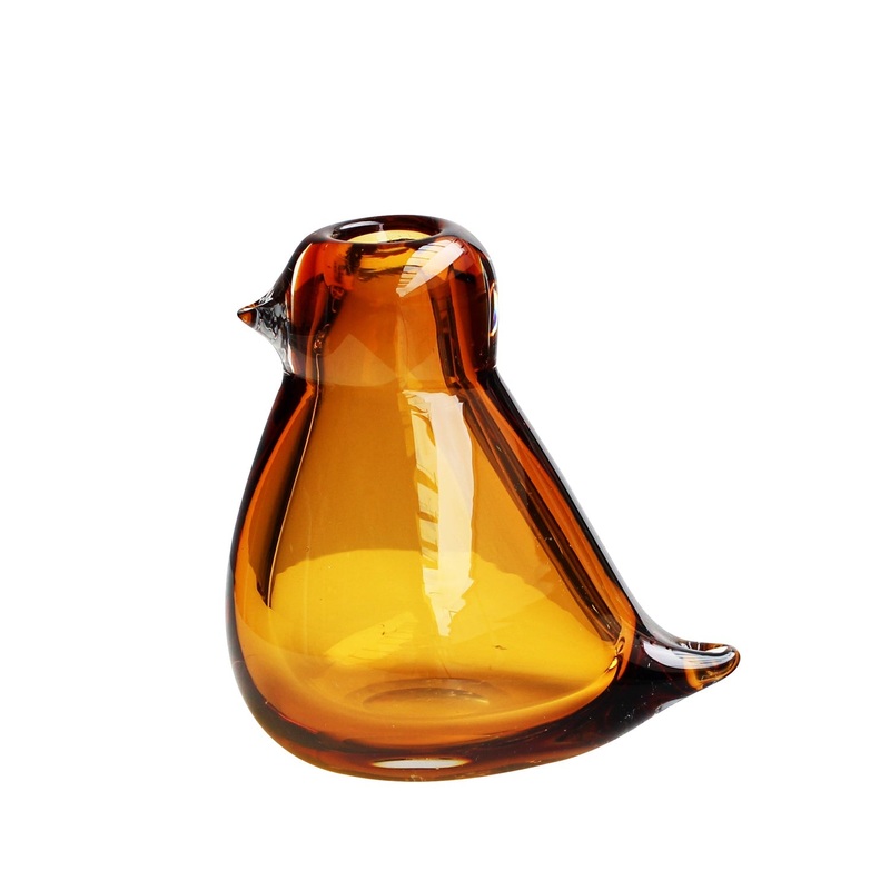 Bird Amber Yellow – Vase – 6 x 5 x 4 in – Mouthblown Vase – Whimsical Design – Accent Piece