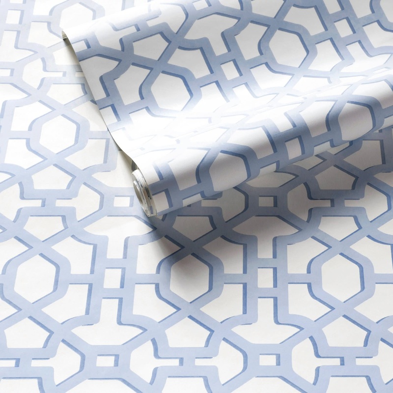 Chinois Lattice Wallpaper | French Blue