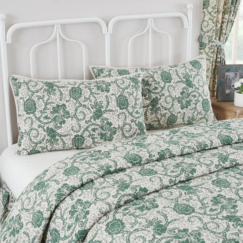 Dorset Green Floral King Sham 21×37
