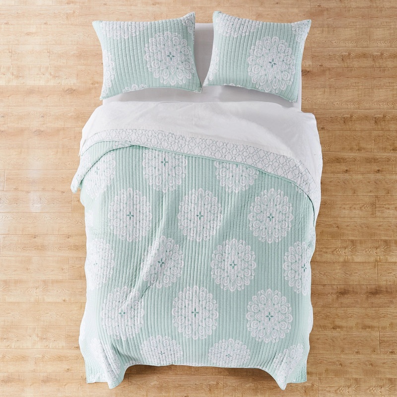 Lara Spa Quilt Set – Teal Hues – Beautiful Coastal Bedding Set