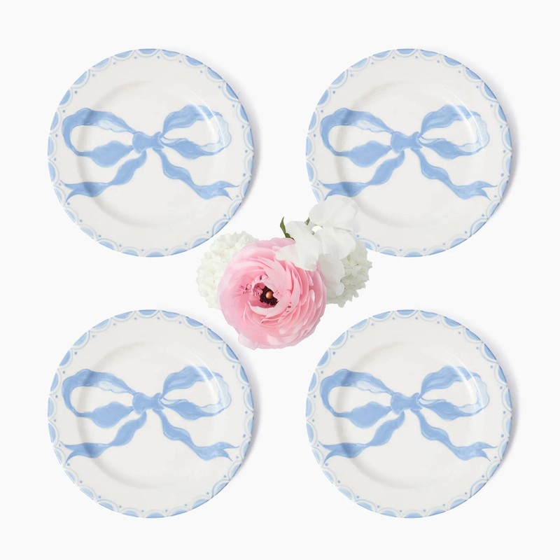 Marilyn Blue Bow Starter Plates (Set of 4)