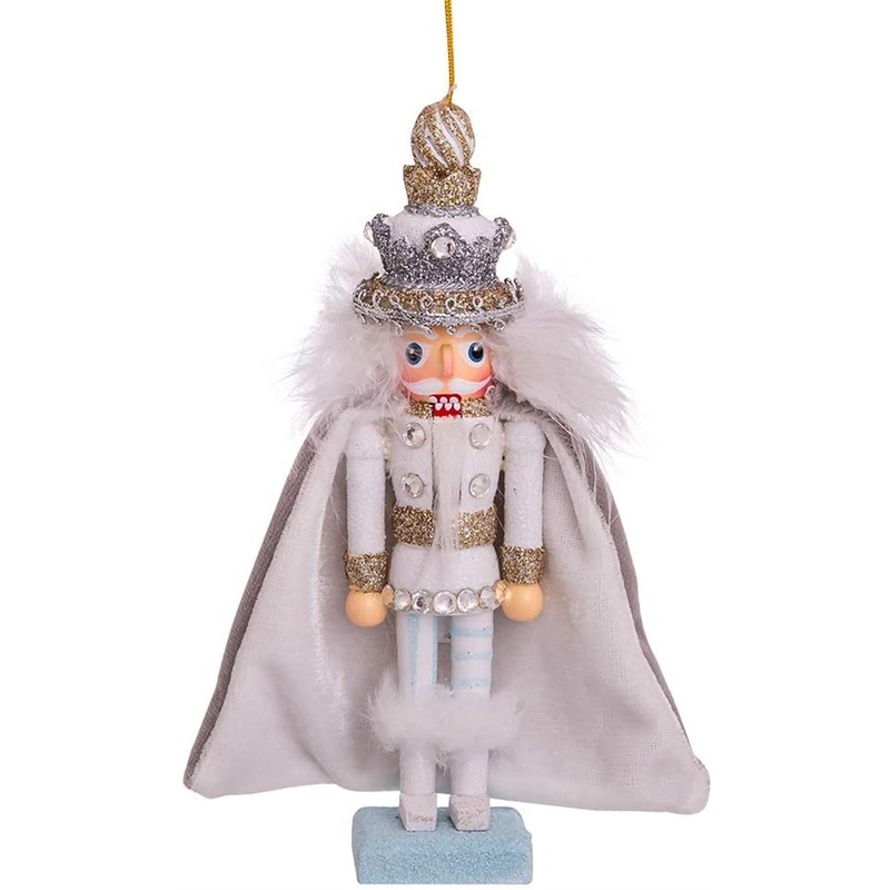 Kurt Adler Wood Ornament for Christmas Tree, Swarovski King Nutcracker