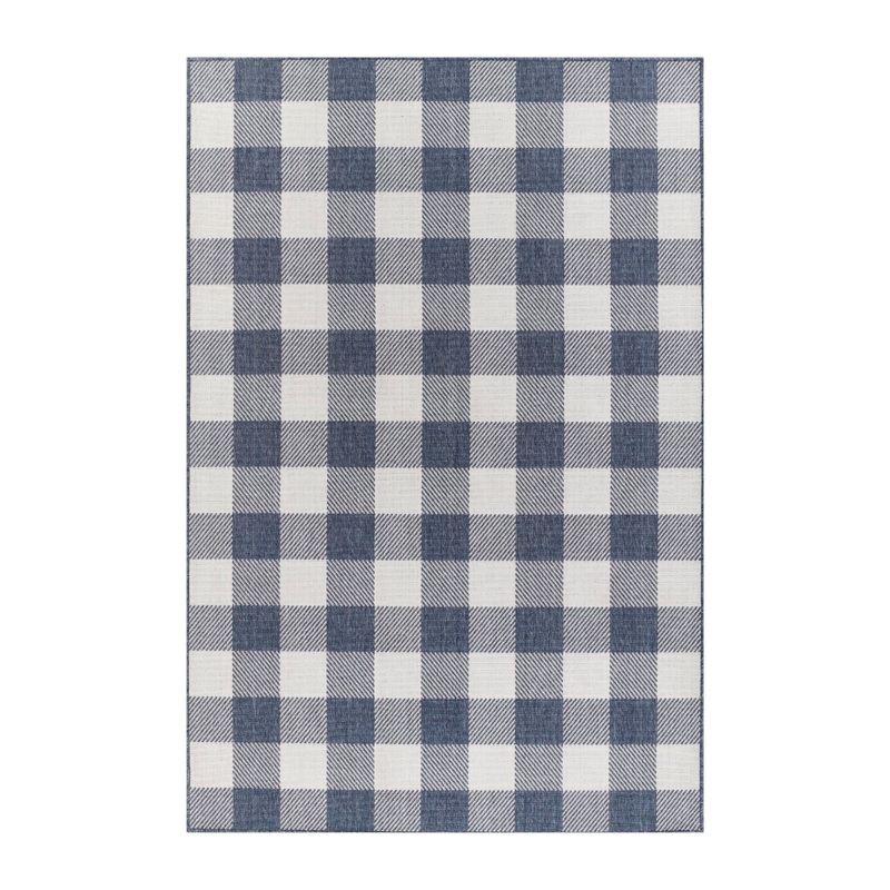 Braemar Plaid Denim Outdoor Rug