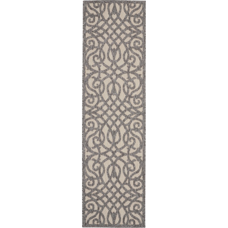 Nourison Cozumel 2’2″ x 7’6″ Cream Grey Farmhouse Indoor/Outdoor Rug