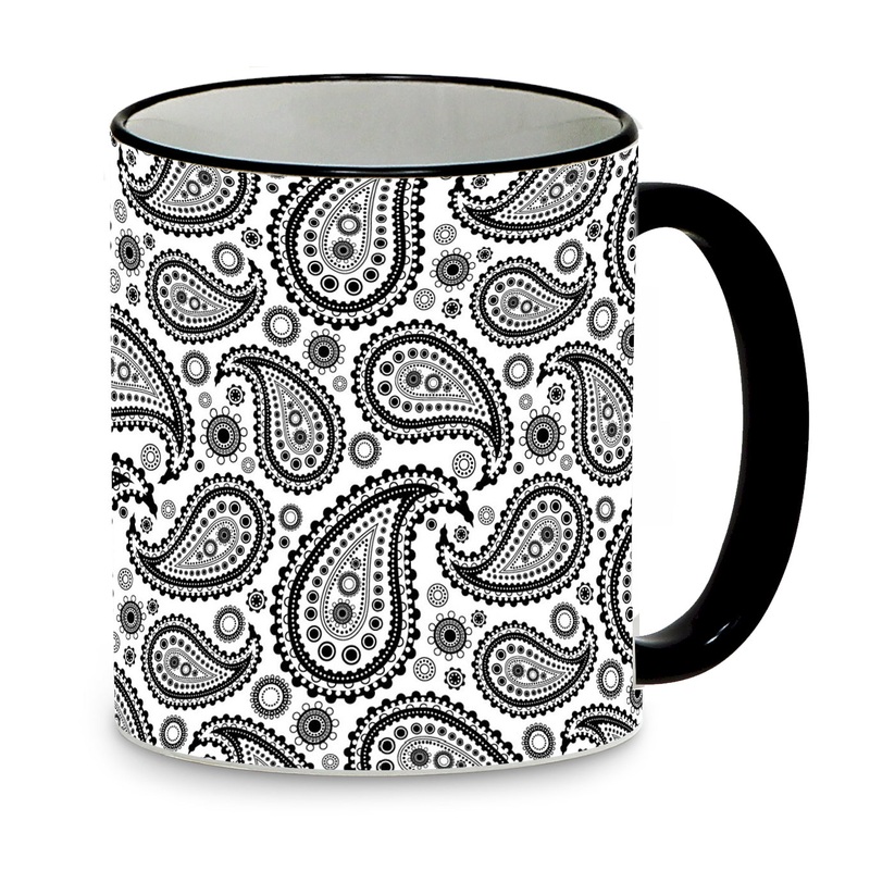 SUBLIMART: B&W Beauty  – Mug featuring a paisley design in black and white
