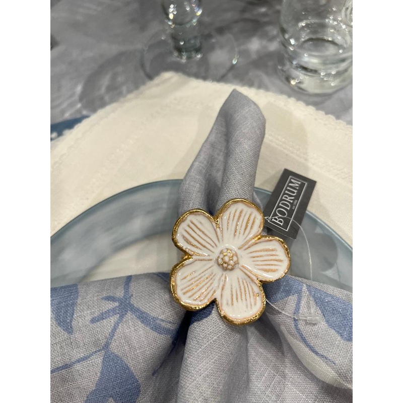 Bodrum Daisy Napkin Rings, White, Set/4