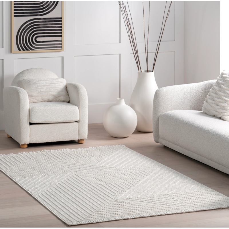 Makena Modern Geometric High-Low Area Rug 4’10” x 7′ 6″