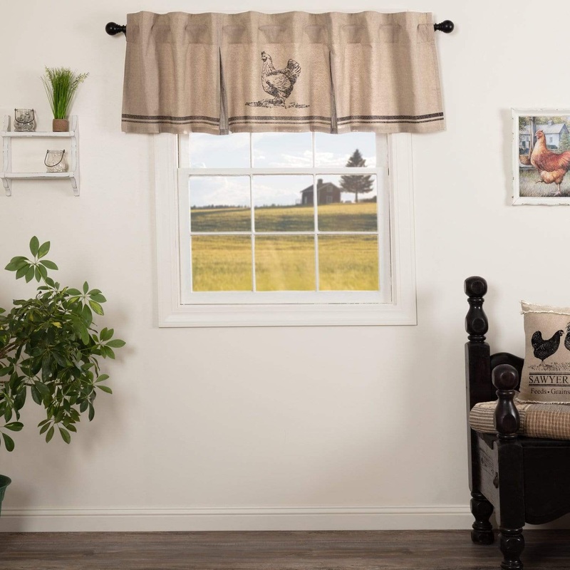 Sawyer Mill Charcoal Chicken Valance Pleated 20×72