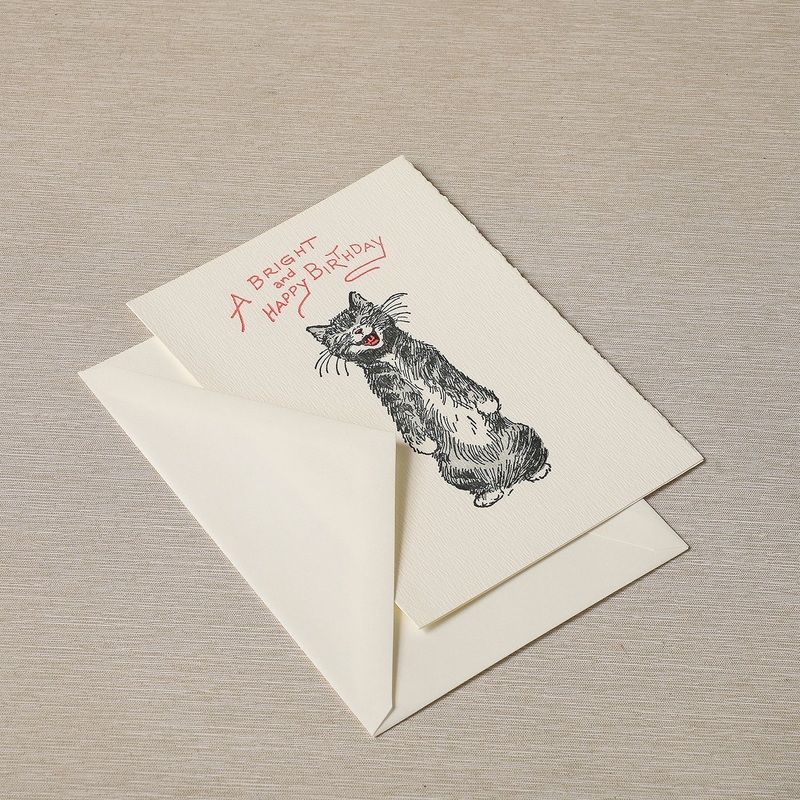 Cat Smile Letterpress Birthday Card